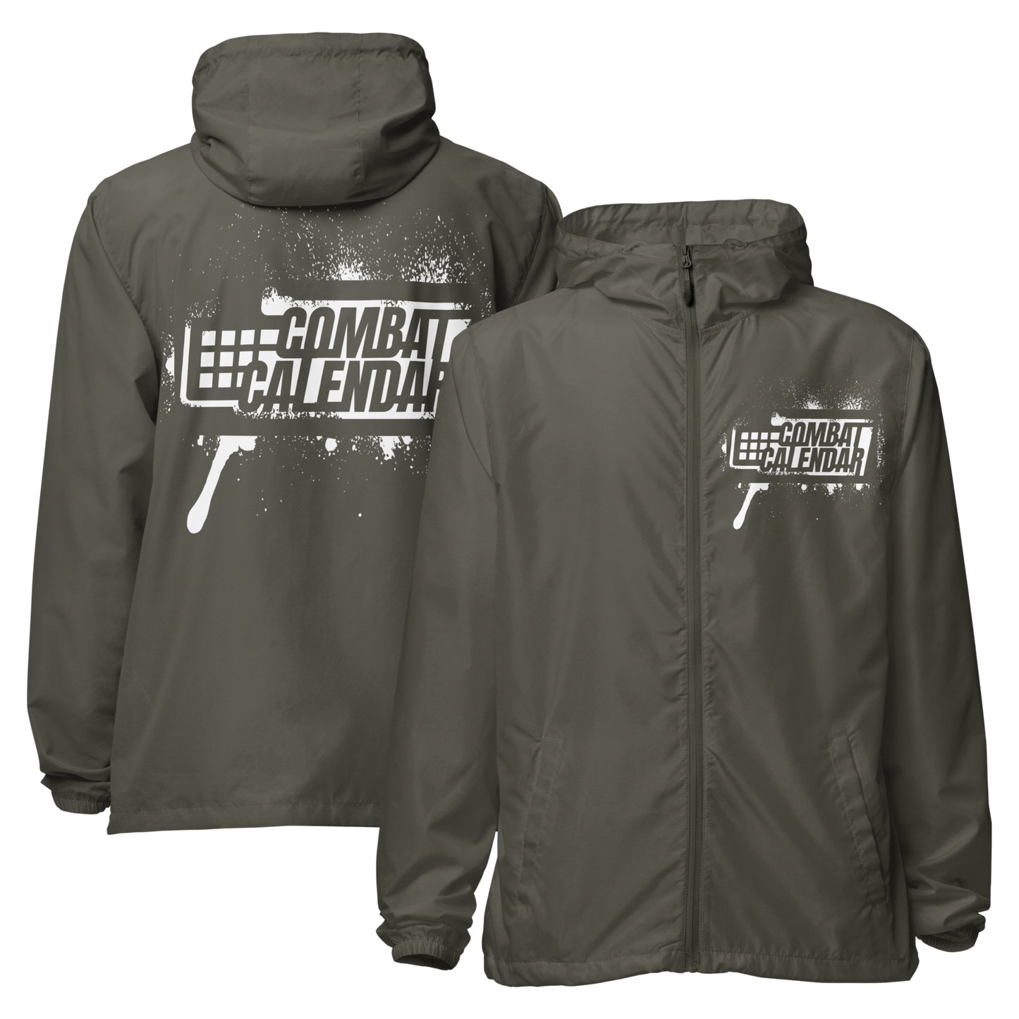 White Stencil Unisex Windbreaker